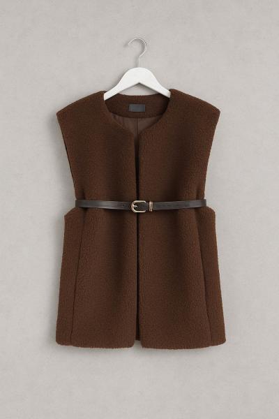 Welsoft Kemerli Yelek Kahverengi