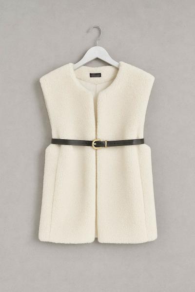 Welsoft Kemerli Yelek Ekru