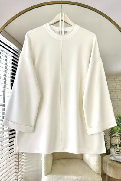 Bisiklet Yaka Yırtmaçlı Tunik Ekru