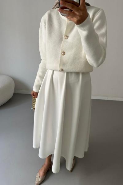 Kloş Scuba Etek Ekru