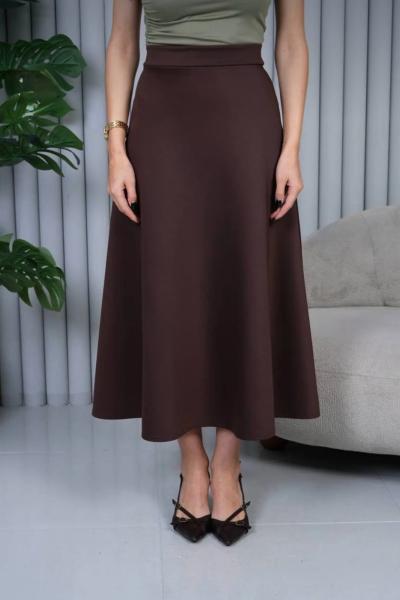 Kloş Scuba Etek Kahverengi