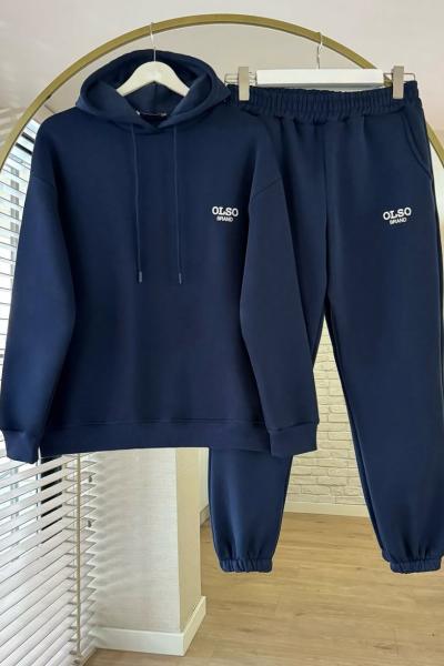 Olso Nakışlı Üç İplik Takım Lacivert