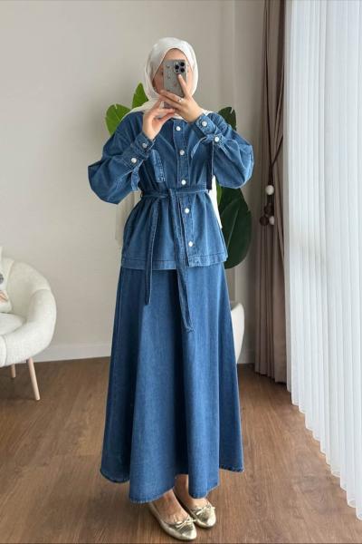 Etekli Kot Takım Mavi