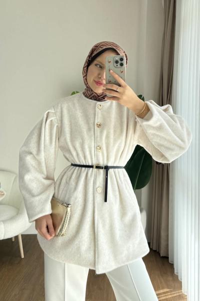 Balon Kol Beli Lastikli Fox Ceket Bej