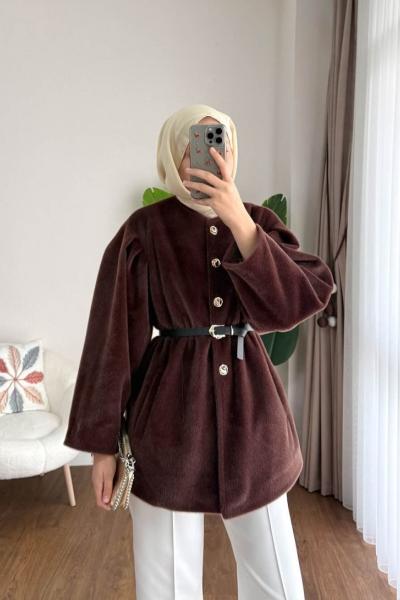 Balon Kol Beli Lastikli Fox Ceket Kahverengi