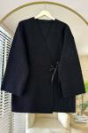 Bağlamalı Buklet Ceket  Siyah