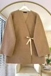 Bağlamalı Buklet Ceket  Camel