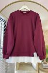 Eteği Piliseli Oversize Tunik Bordo