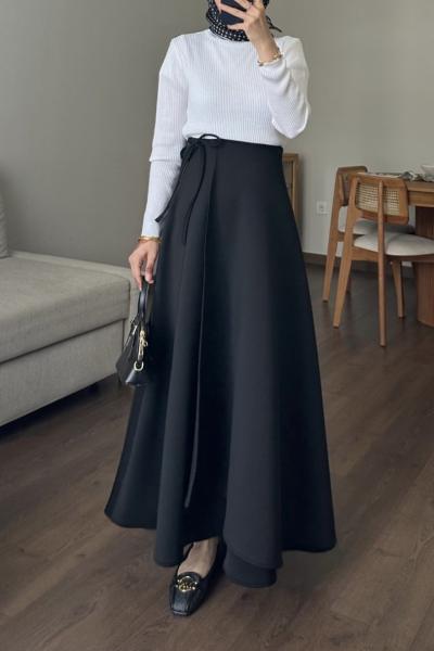 Bağlamalı Scuba Etek Siyah