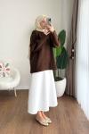 Oversize Pinterest Yaka Kazak Kahverengi