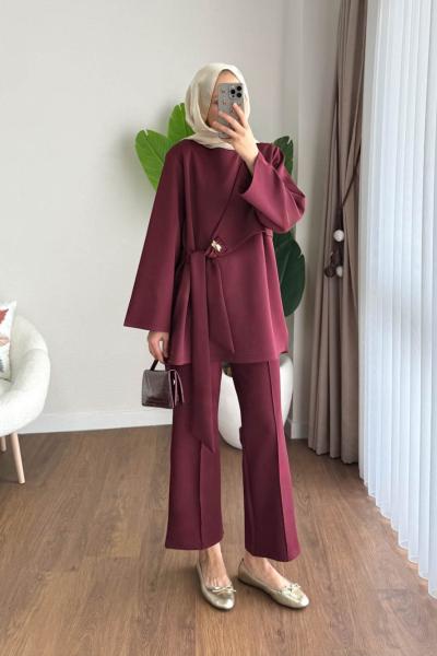 Çapraz Bağlamalı İkili Takım Bordo