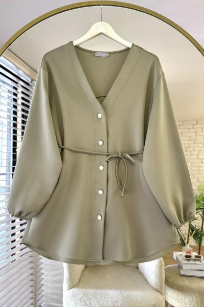 V Yaka Scuba Ceket Yeşil