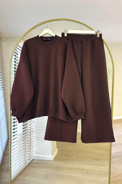 Üç İplik Salaş Takım Kahverengi