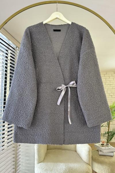 Bağlamalı Buklet Ceket  Antrasit