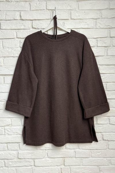 Yırtmaçlı Selanik Tunik Kahverengi