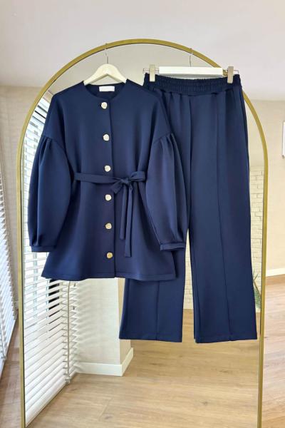 Kolları Pileli Scuba Takım Lacivert