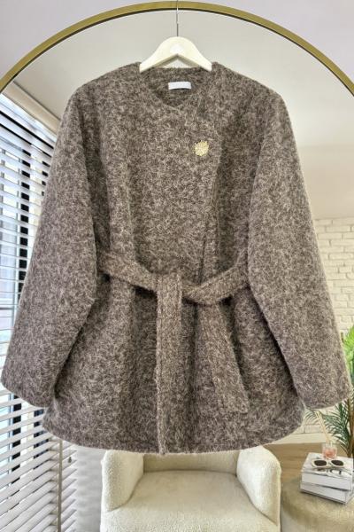 Tek Düğmeli Kaşe Ceket Kahverengi