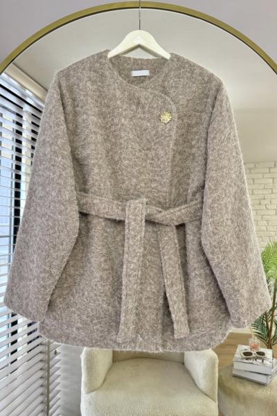 Tek Düğmeli Kaşe Ceket Bej