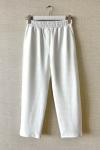 Beli Lastikli Scuba Havuç Pantolon Ekru