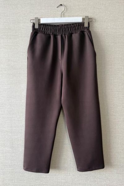 Beli Lastikli Scuba Havuç Pantolon Kahverengi