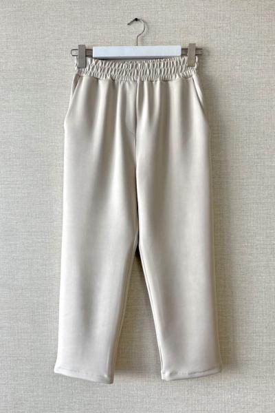 Beli Lastikli Scuba Havuç Pantolon Bej