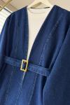 Gold Kemerli Kot Ceket Lacivert