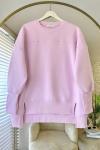 Önü Yırtmaçlı Parçalı Sweatshirt Pembe