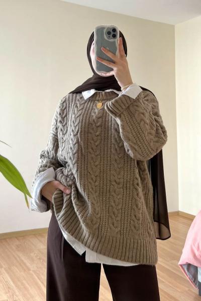 Saç Örgü İpek Kazak Vizon