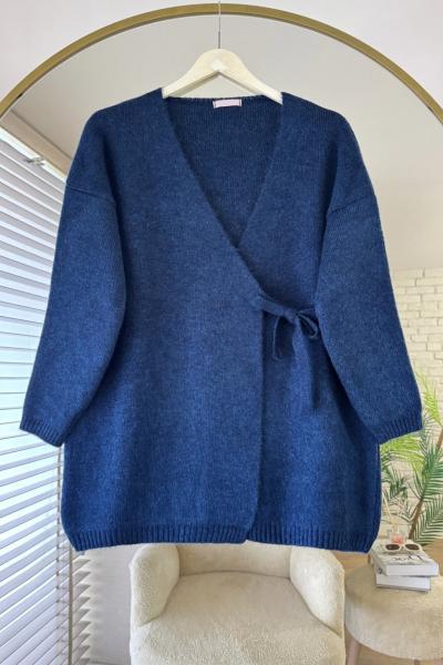 Yandan Bağlamalı Triko Hırka Lacivert