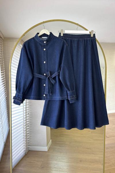 Lace Etekli Kot Takım Lacivert