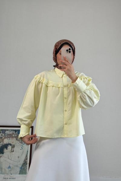 Fırfırlı Kısa Gömlek Sarı