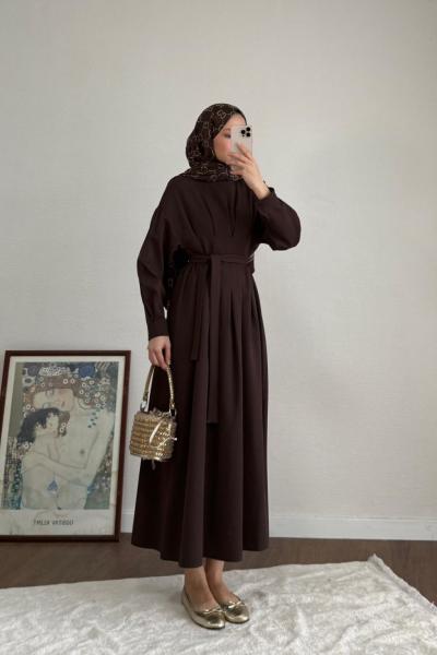Pensli Double Elbise  Kahverengi