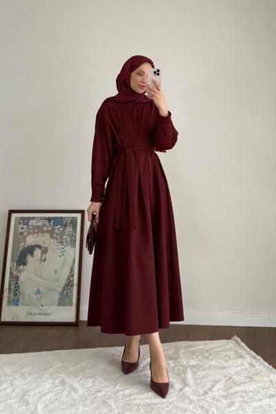 Pensli Double Elbise  Bordo