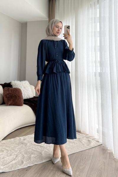 Begonya Etekli Takım Lacivert