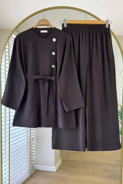 Cindy Pantolonlu Takım Kahverengi