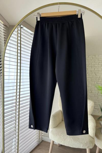 Paçası Düğme Detaylı Scuba Pantolon