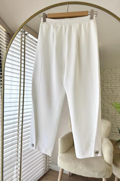 Paçası Düğme Detaylı Scuba Pantolon