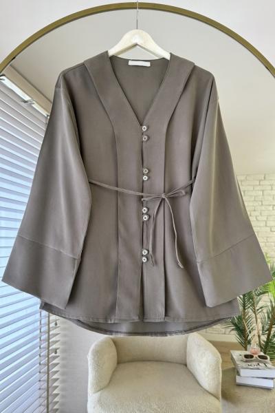 V Yaka Tensel Gömlek