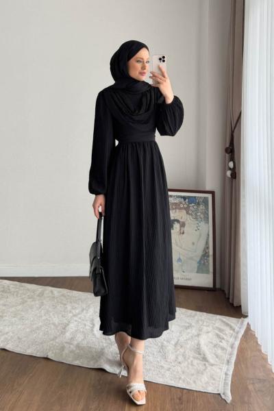 Begonvil Volanlı Elbise