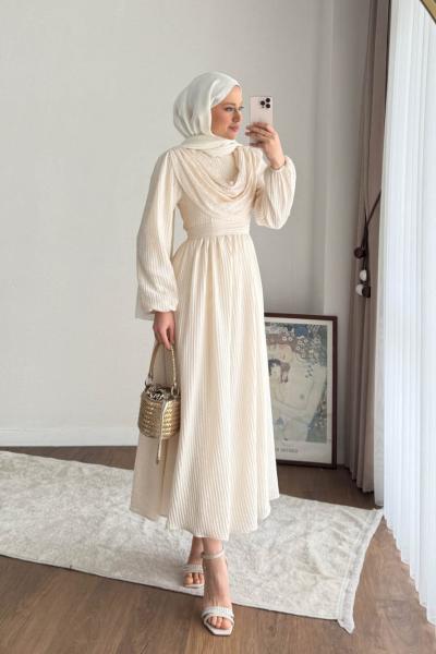 Begonvil Volanlı Elbise