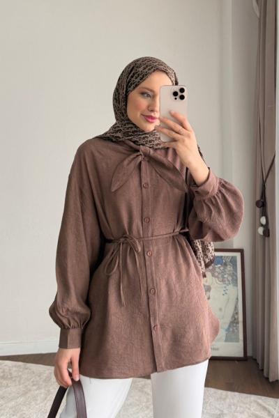 Batik Desenli Fiyonk Yaka Gömlek