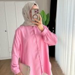 Çizgili Linda Gömlek Pembe