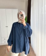 Çizgili Linda Gömlek Lacivert