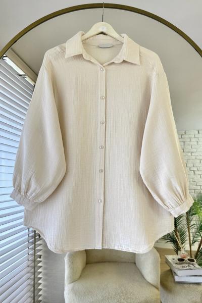 Oversize Müslim Gömlek Bej