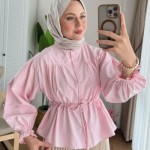 Beli Tünelli Kısa Gömlek Pembe