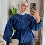 Beli Tünelli Kısa Gömlek Lacivert