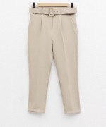 Kemerli Double Krep Pantolon Bej