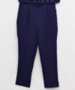 Kemerli Double Krep Pantolon Lacivert