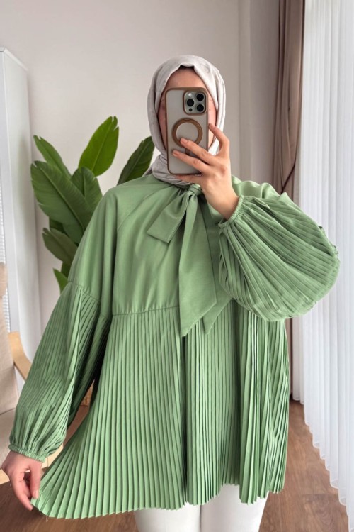 Piliseli Salaş Tunik Yeşil