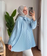 Piliseli Salaş Tunik Mavi
